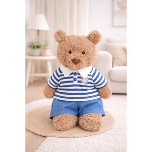 Bartholomew bear cute clothes outfits - Blue Striped Polo Set[BXYC-16-16IN]
